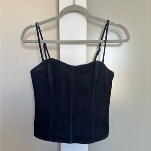 WeWoreWhat Denim Bustier corset with Double Spaghetti Straps